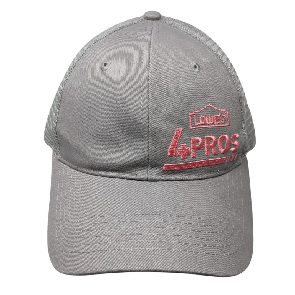 Lowe's Pros Snapback Trucker Hat Gray One Size Adjustable Mesh Back Embroidered